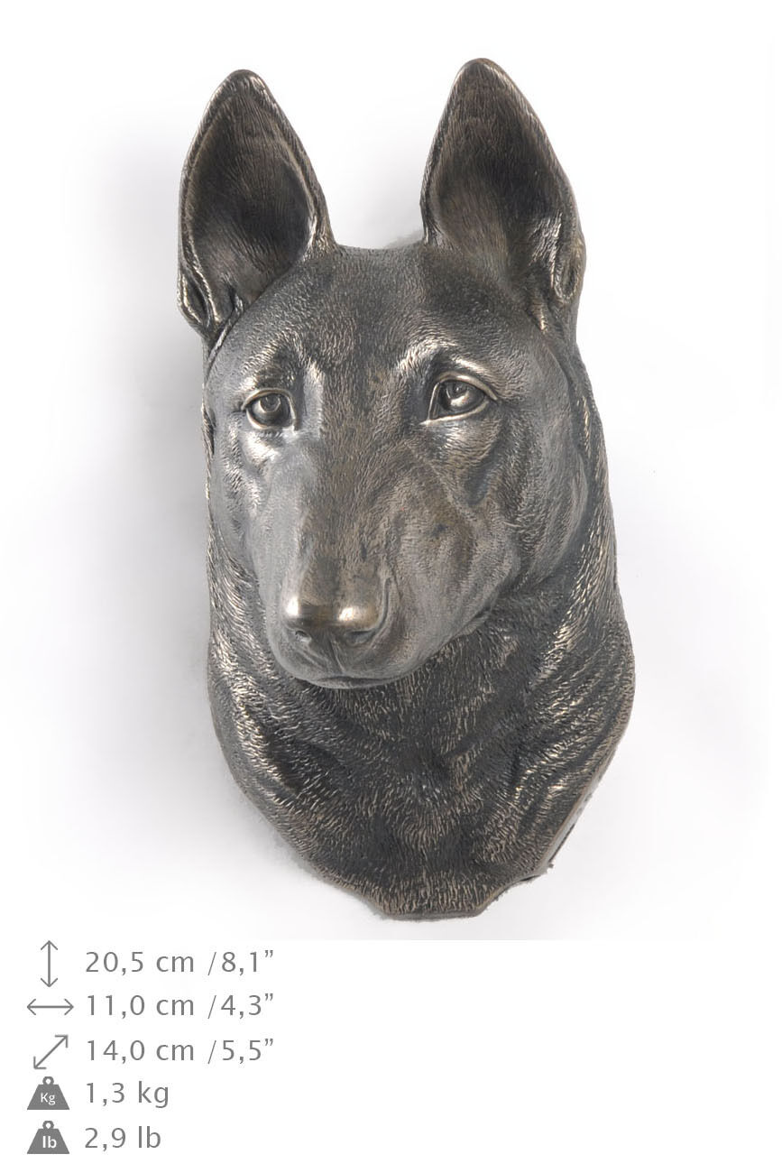 Belgian German Shepherd Dog Statuette Hang An One Wall, Bronze, Type Dog