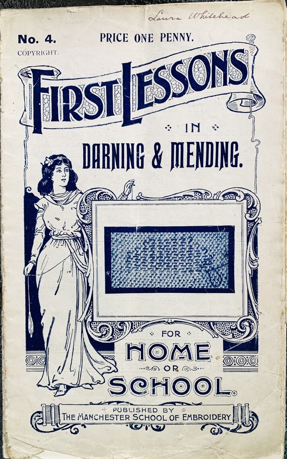 Antique 1905 Sewing Book Magazine Beginning Darning Mending Tutorial Book