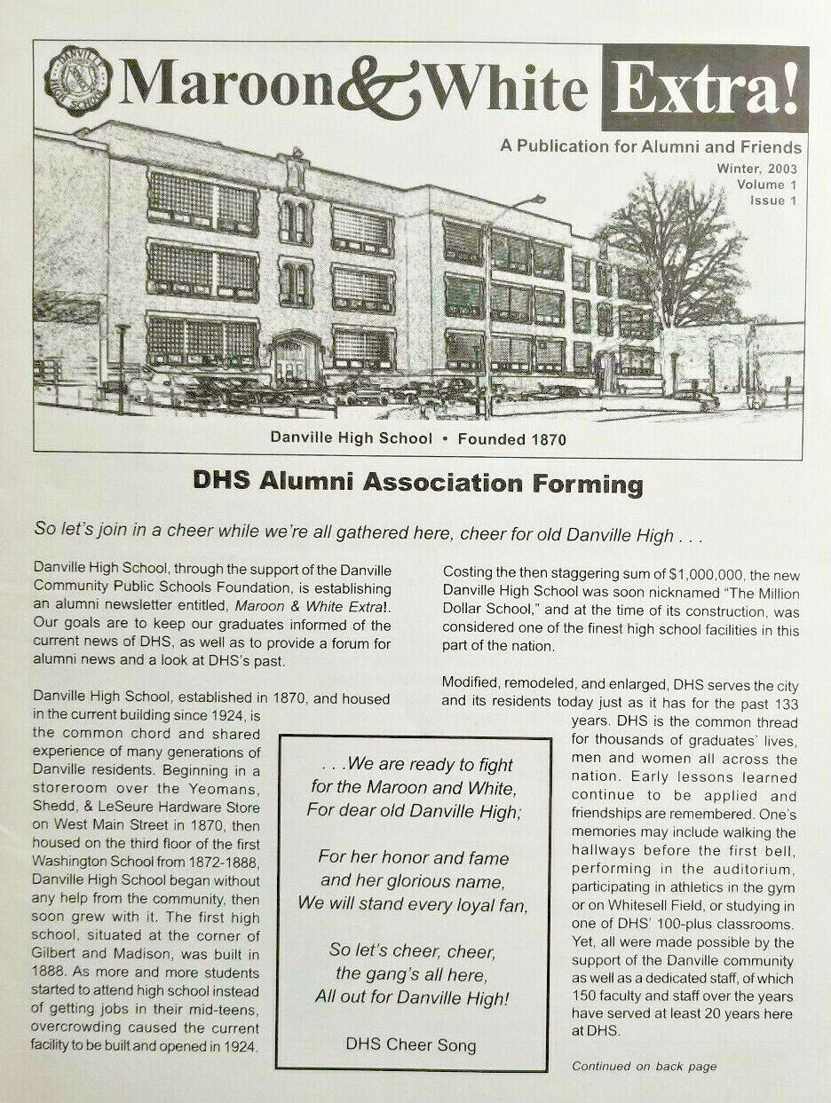 Danville Illinois High School Newsletter 2003 First Issue Maroon & White