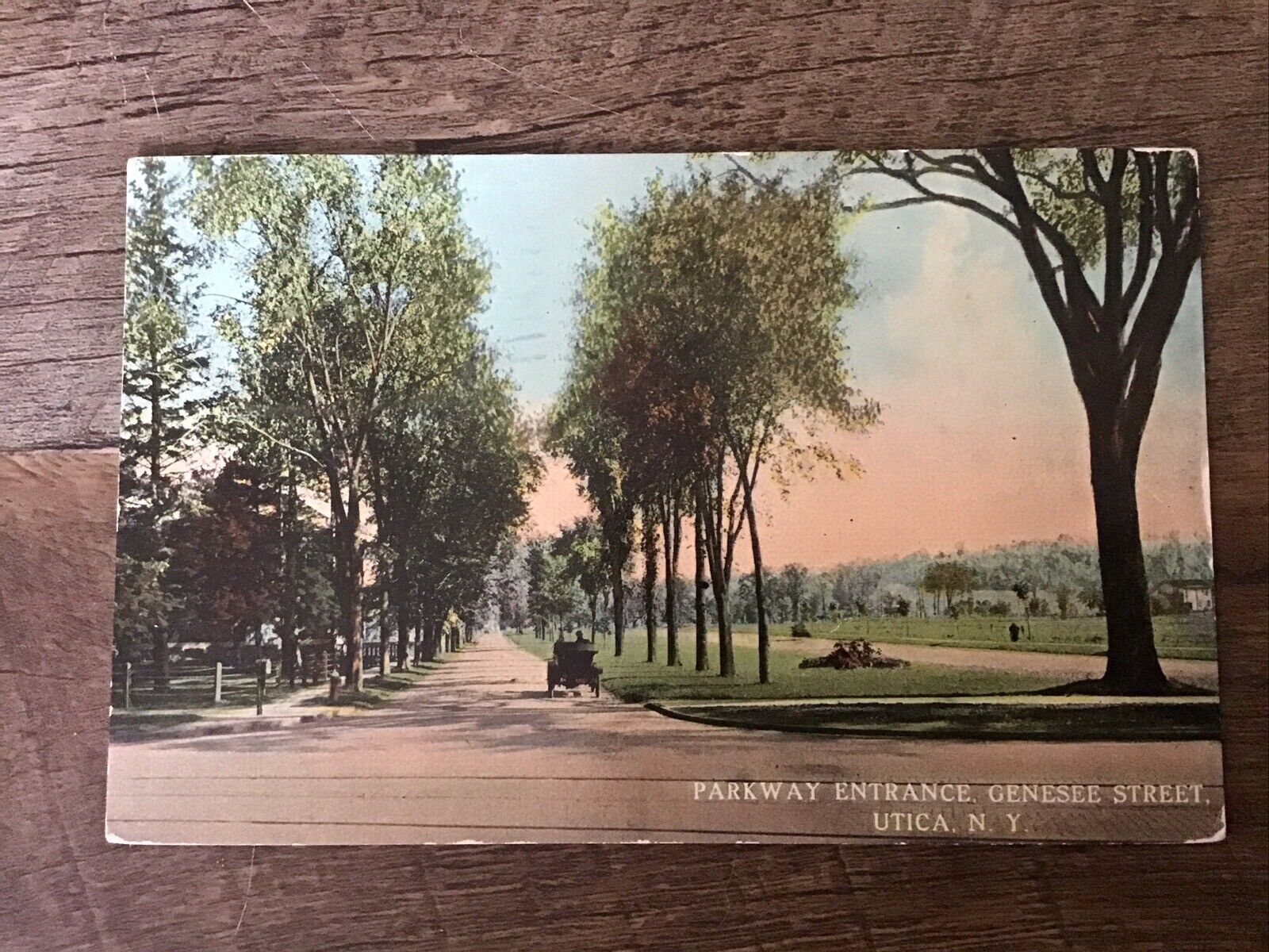 Antique Postcard Utica New York NY Parkway Entrance Genesee Street 1913 Posrcard