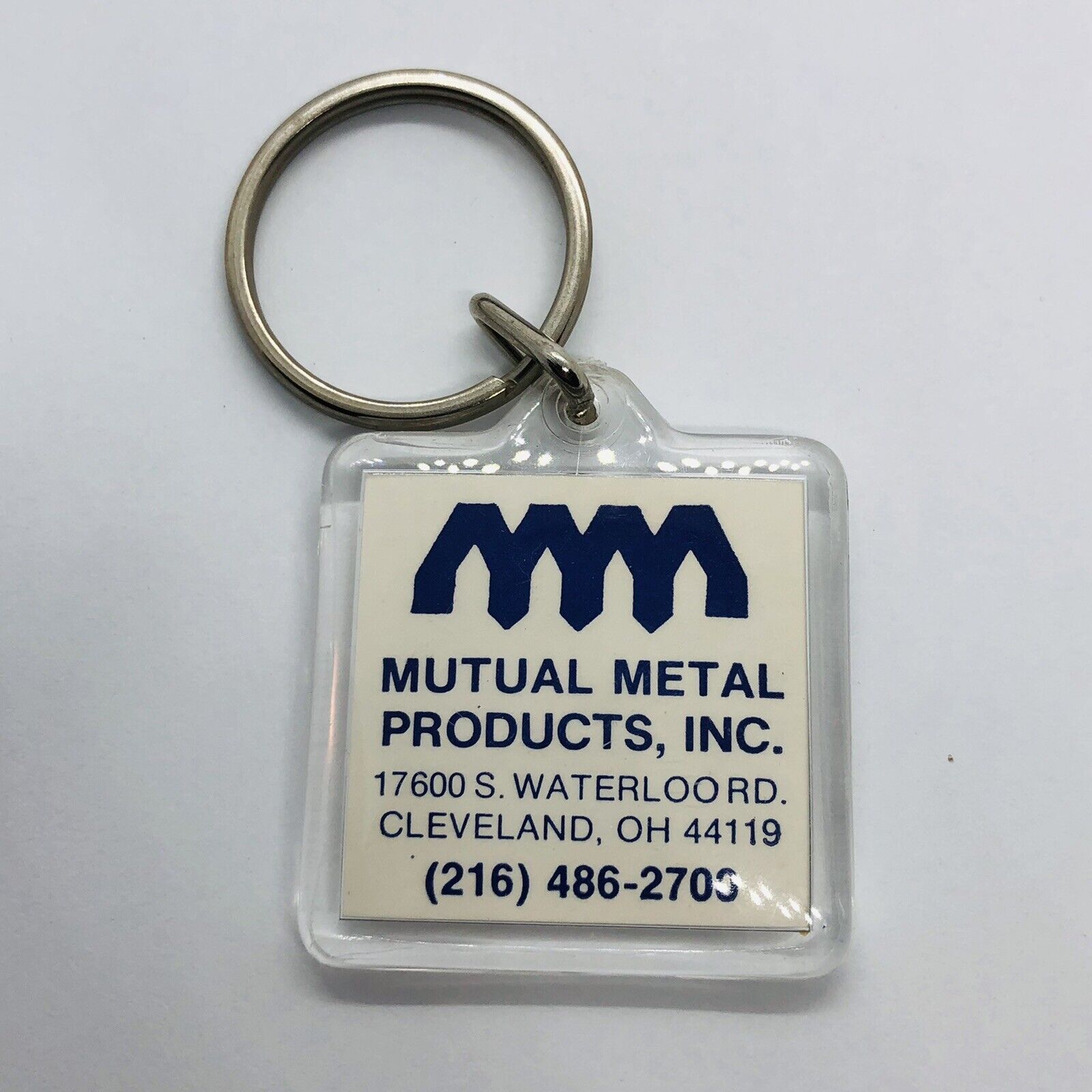 Vtg Mutual Metal Products Advertising Acrylic Keychain - Cleveland OH
