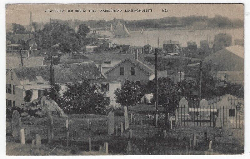 Marblehead, Massachusetts, Vintage Postcard View From Burial Hill, 1945