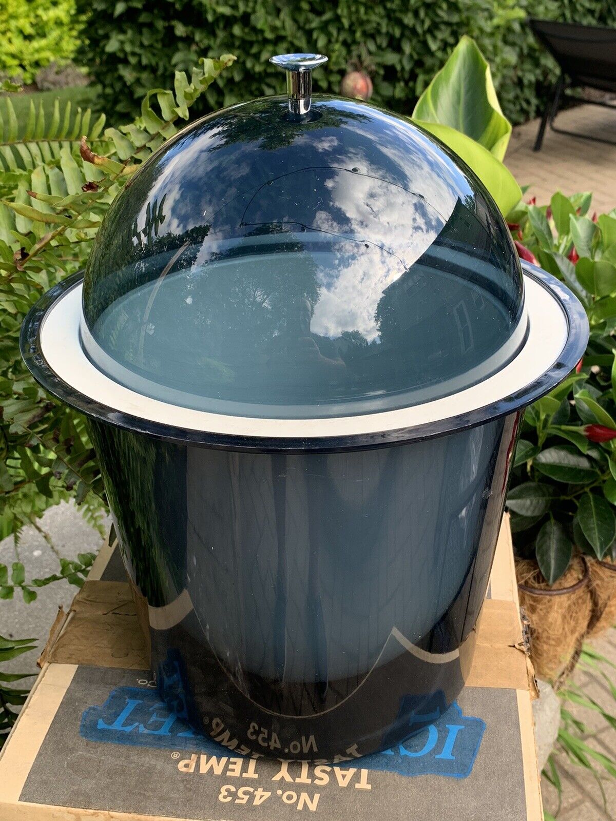 VTG Retro Teal Acrylic Ice Bucket Atomic Dome Space Age Blue Tasty Temp NEW
