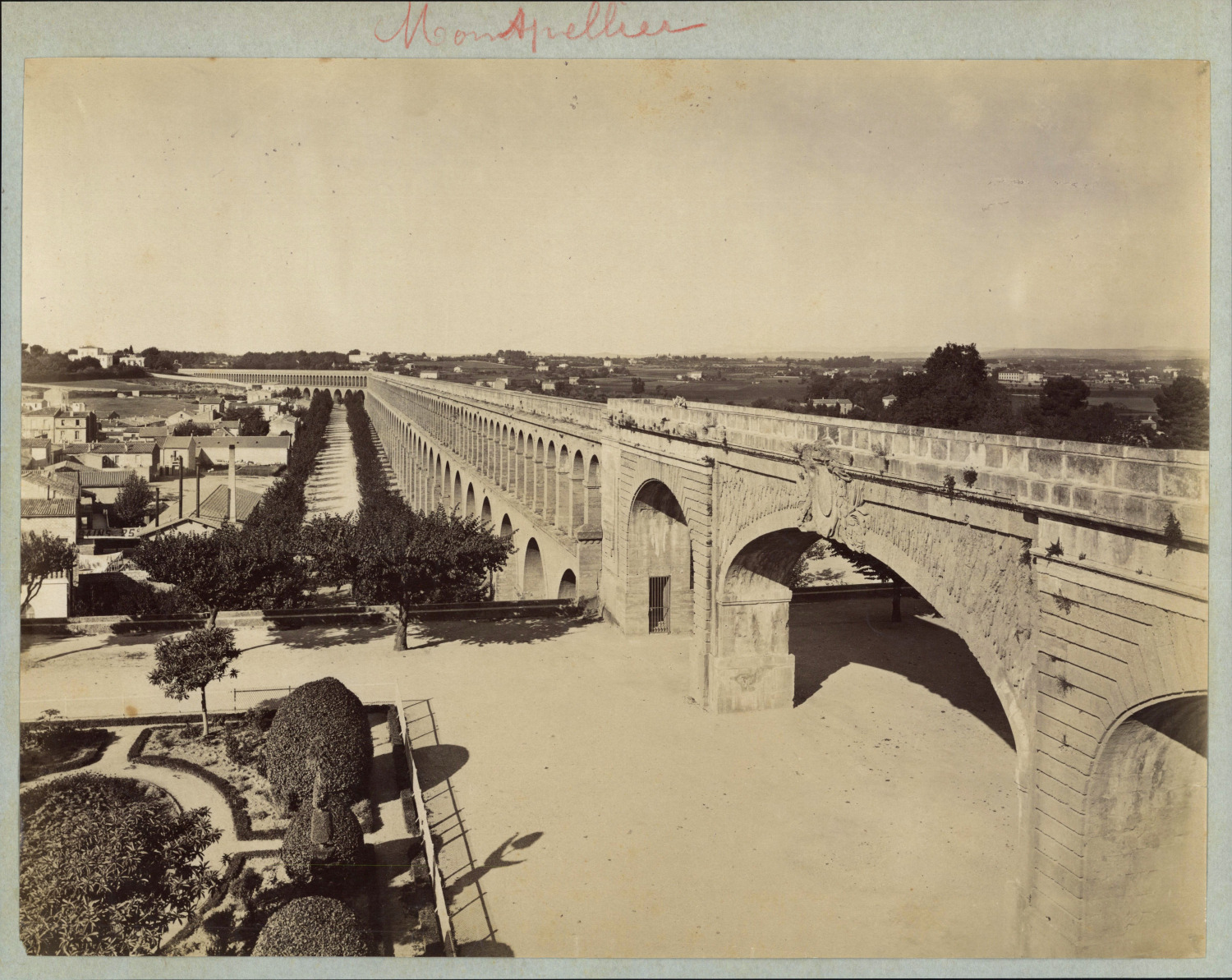 France, Montpellier, L'Aqueduct Vintage Albumen Print Albumin Print 2