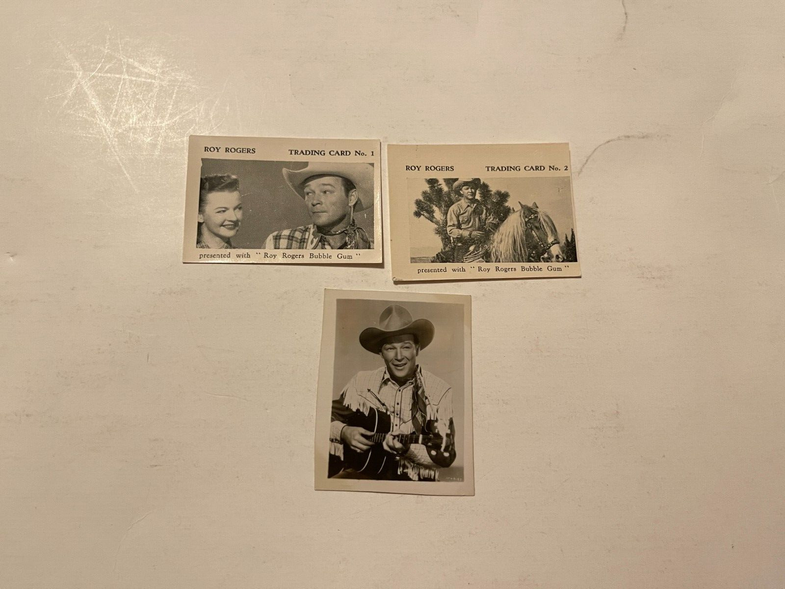 2-Roy Rogers 1955 Roy Rogers Bubble Gum Trading Cards #'s 1 and 2 plus extra