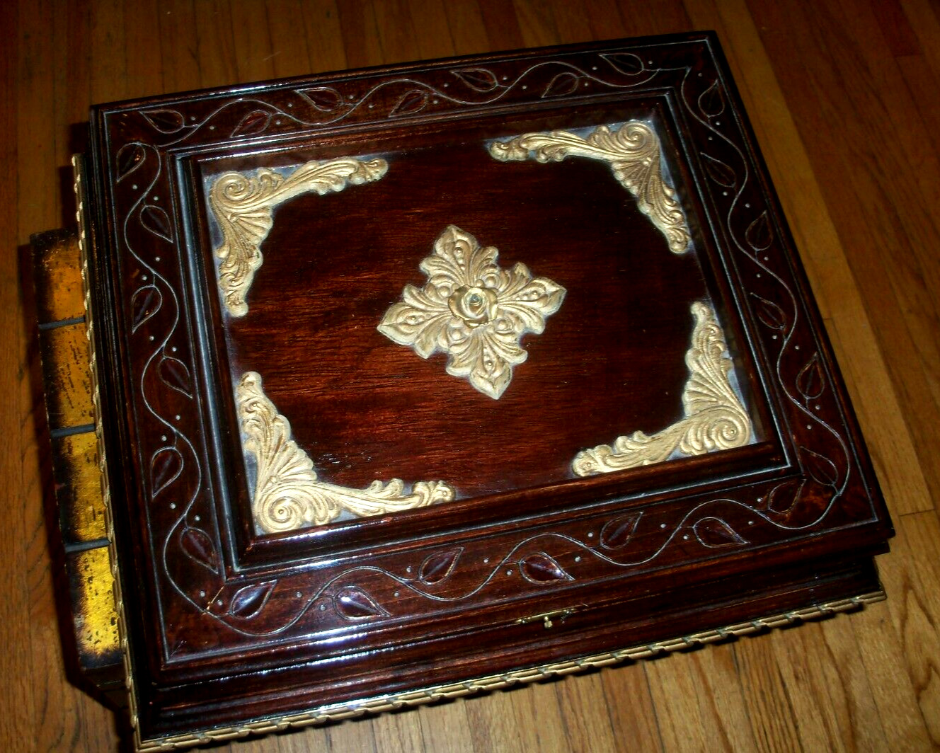 Vintage Baroque Treasure, Keepsake, Trinket, Wooden Storage Chest Box- 17\