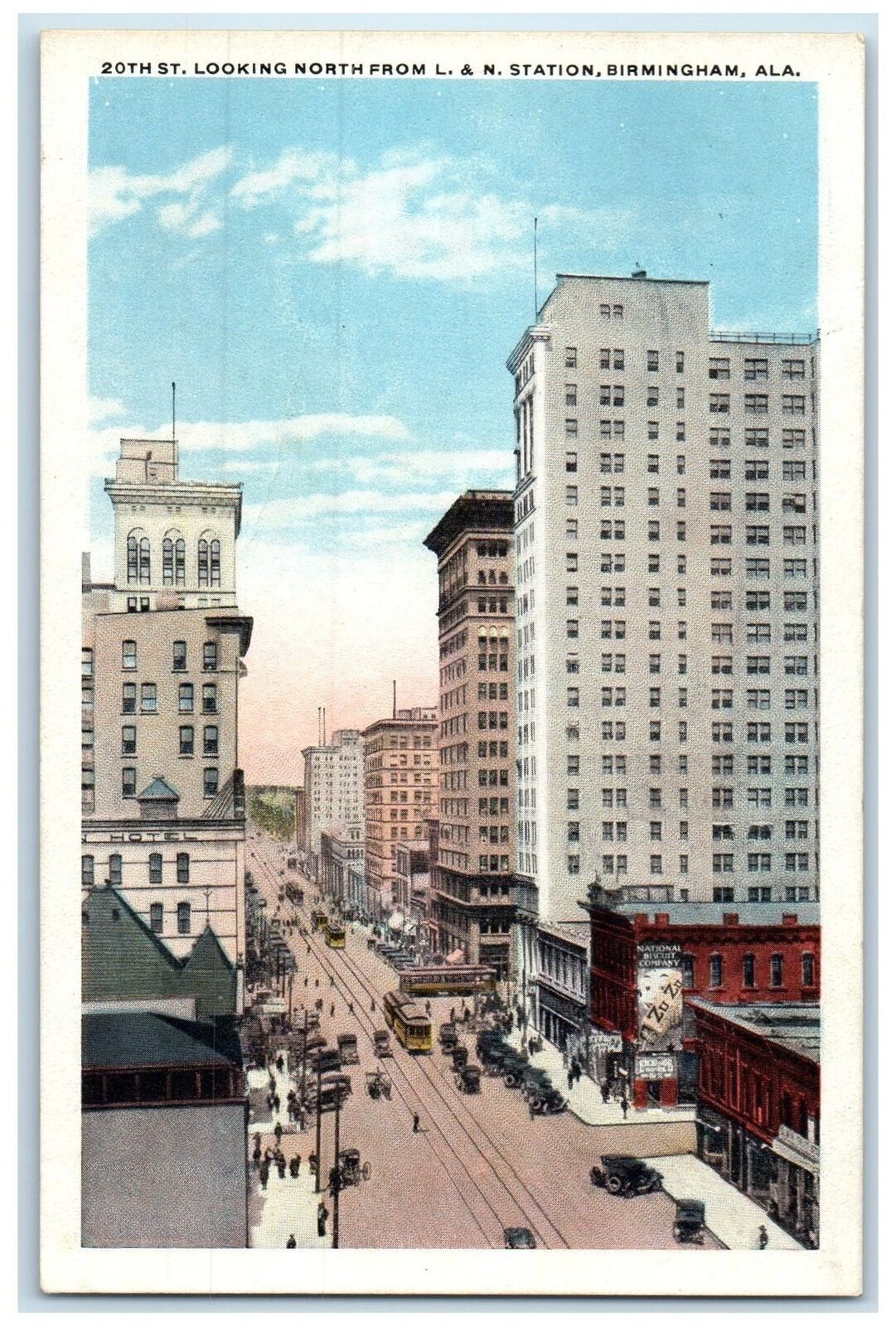 c1920s 20th Street Looking North From L.& N. Birmingham Alabama AL Cars Postcard