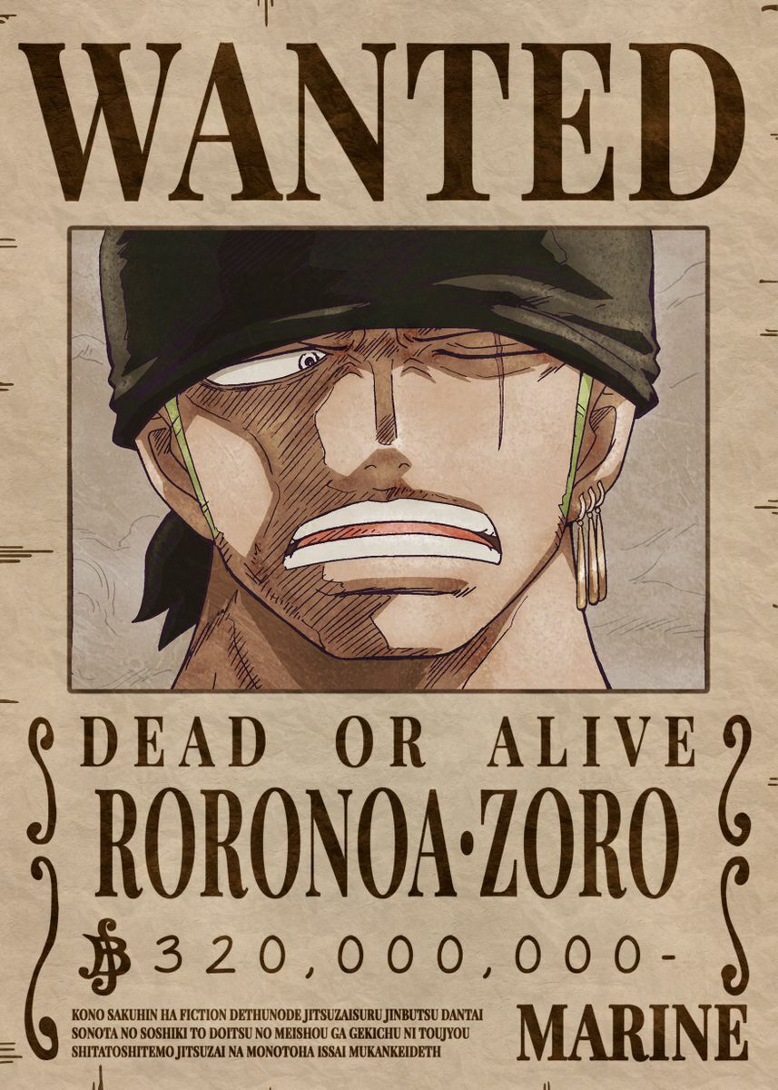 WANTED ONE PIECE 16X20 POSTER JAPAN TELEVISION SERIES ANIME FUNNY RORONOA ZORO