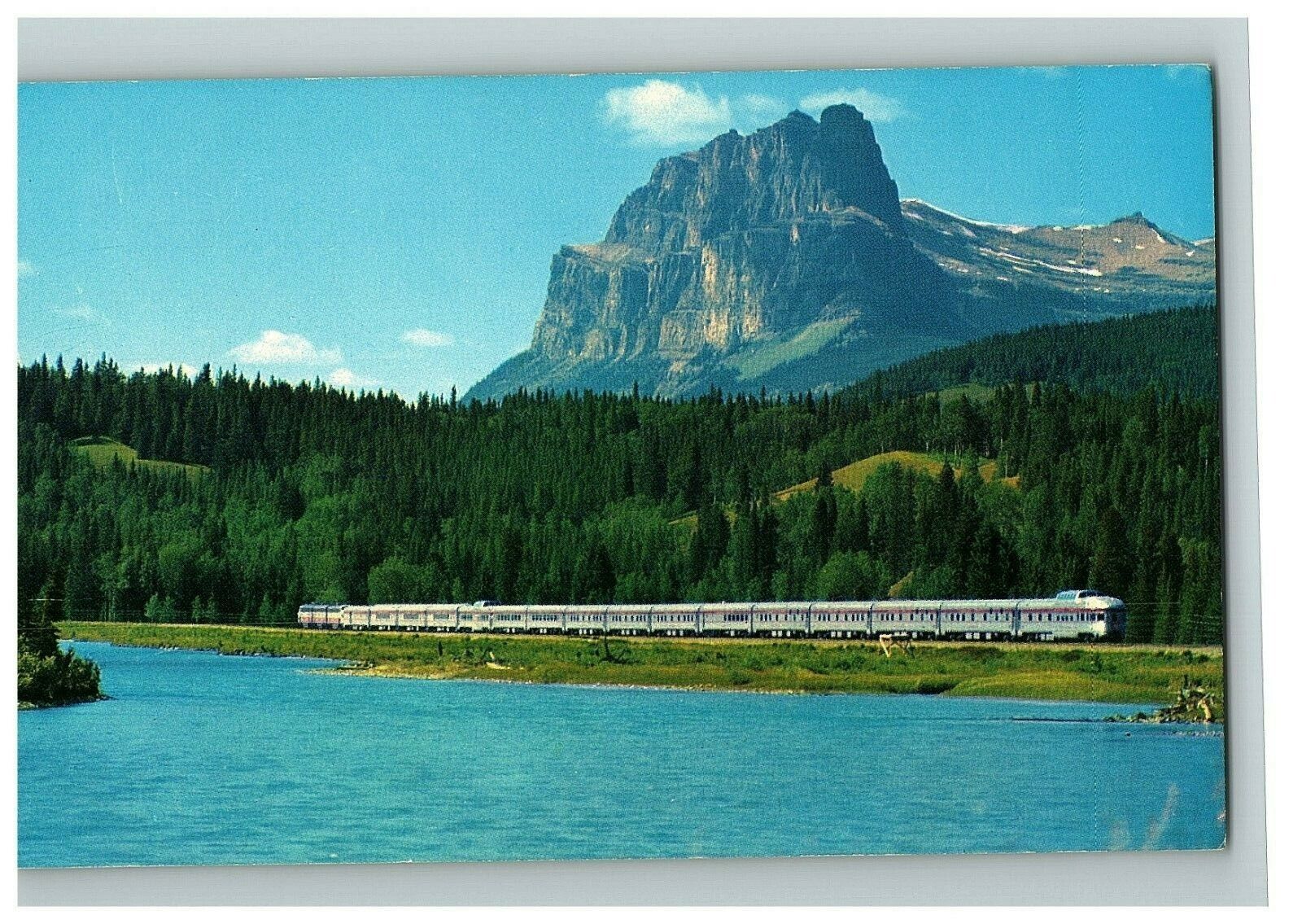  Chrome Postcard The Canadian Passing Mt Eisenhower In The Rockies Railroad 