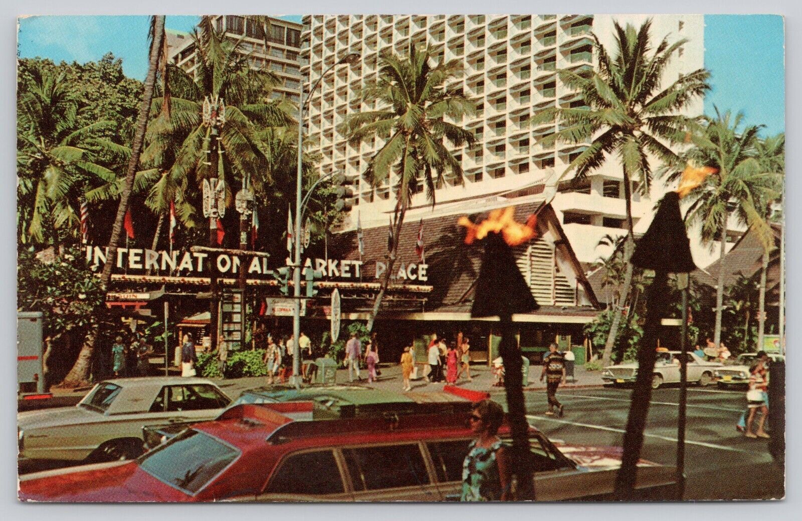 The International market Place Waikiki Beach Honolulu Hawaii Vintage Postcard