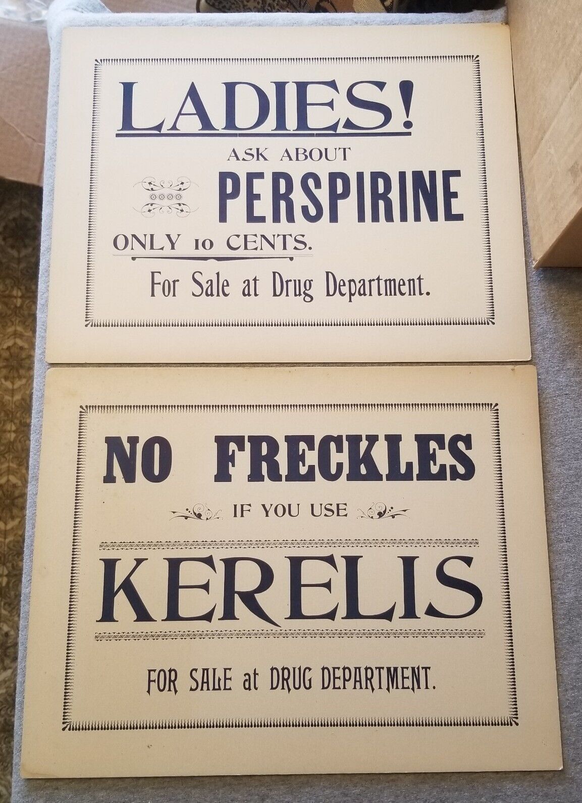 Antique Medicine Medical Advertising Kerelis Perspirine Crazy Sperm Border