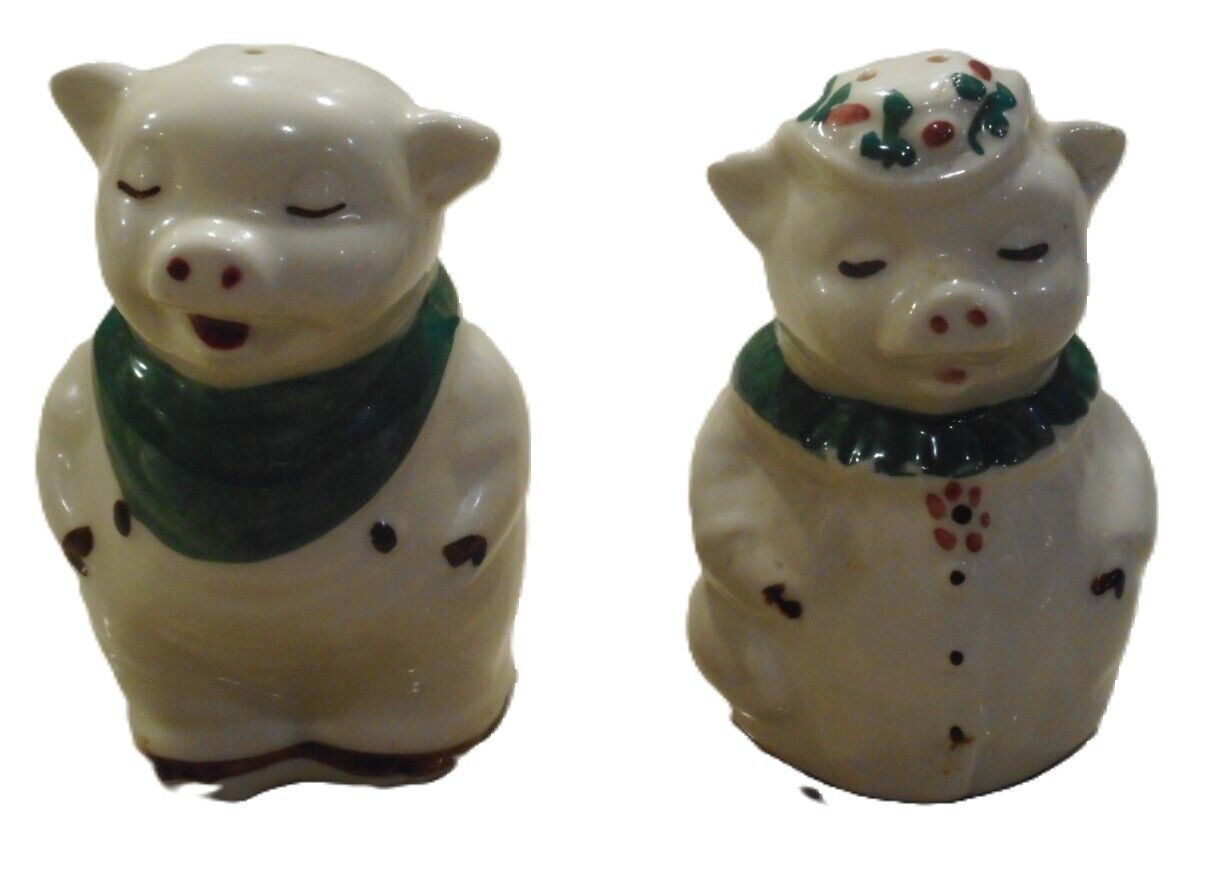Vintage Shawnee Pottery Pig Salt & Pepper Shakers Winnie & Smiley The Pig