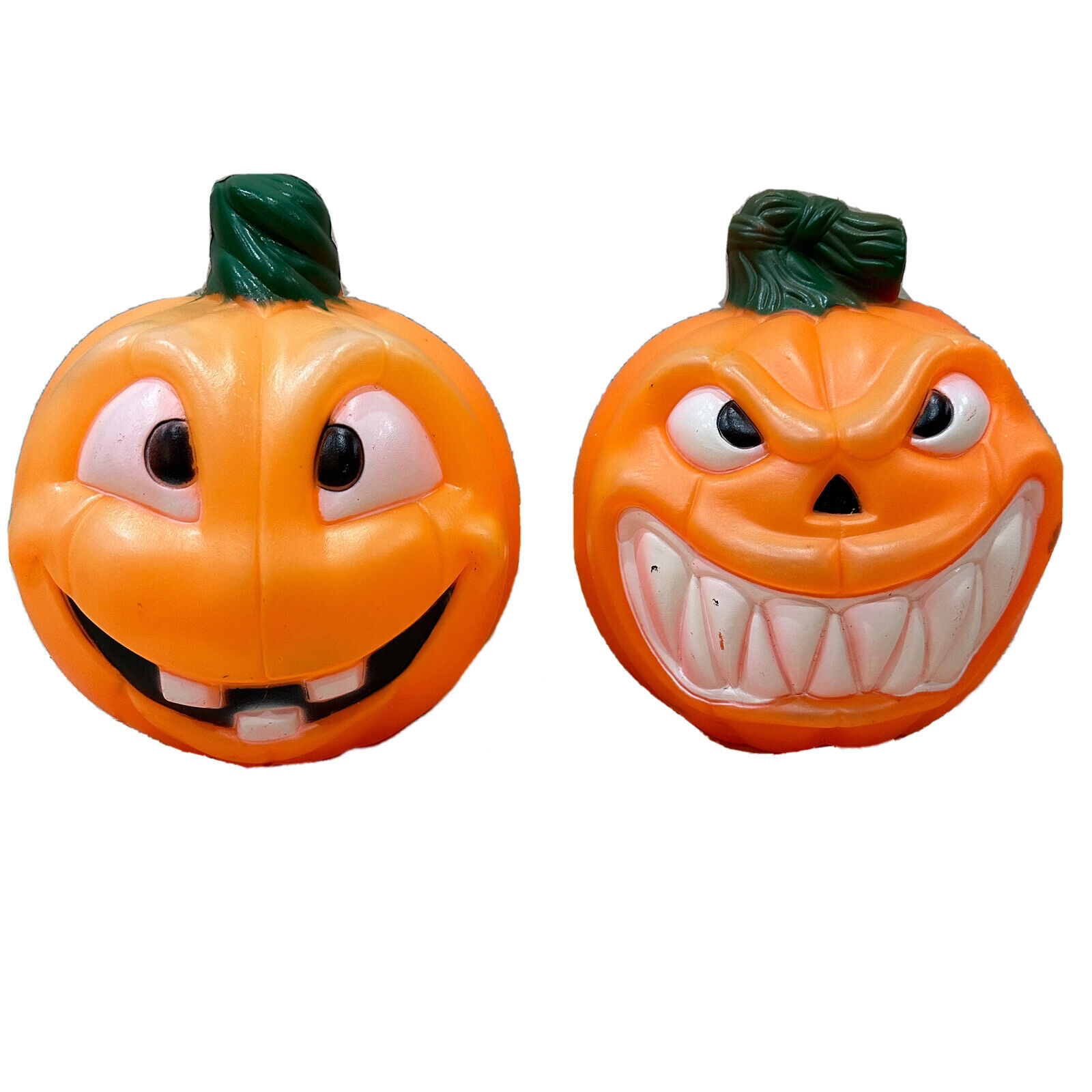 LOT OF 2 Vintage Lighted Halloween Pumpkin Blow Mold Jack-O-Lantern WORKS