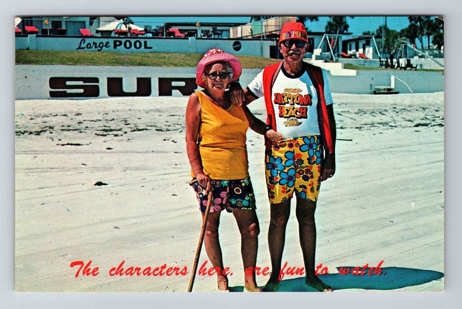 Daytona Beach FL-Florida, Couple On The Beach, Vintage Postcard