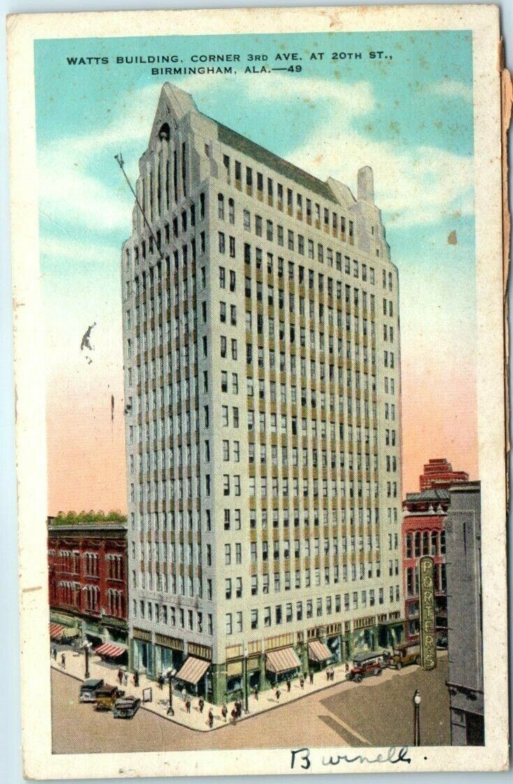 Postcard - Watts Building - Birmingham, Alabama