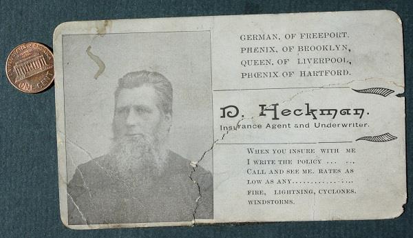 1880-90s Freeport Brooklyn Liverpool Hartford Illinois Insurance business card--