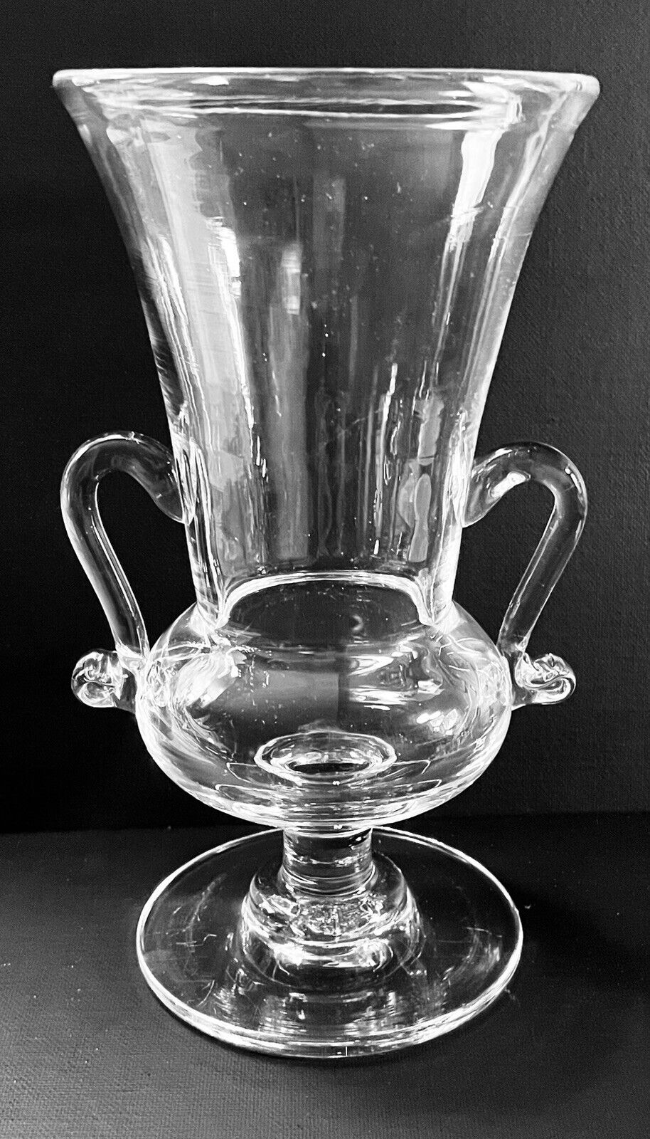 Vintage Steuben Double Handled Amphora Harp Pedestal Vase Urn Perfect