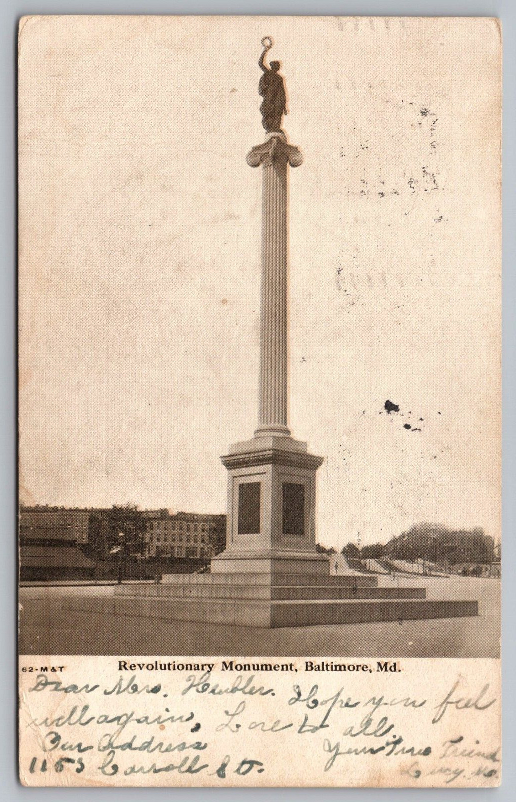 Postcard Revolutionary Monument Baltimore MD Maryland c1906
