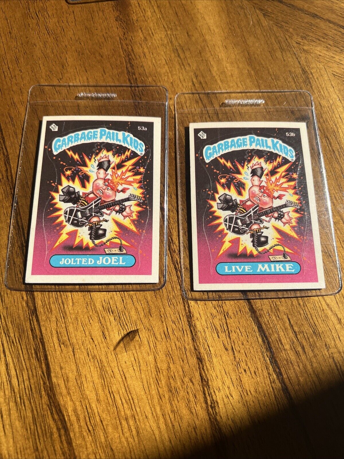 1985 Topps garbage pail kids 53A/53B jolted Joel live Mike