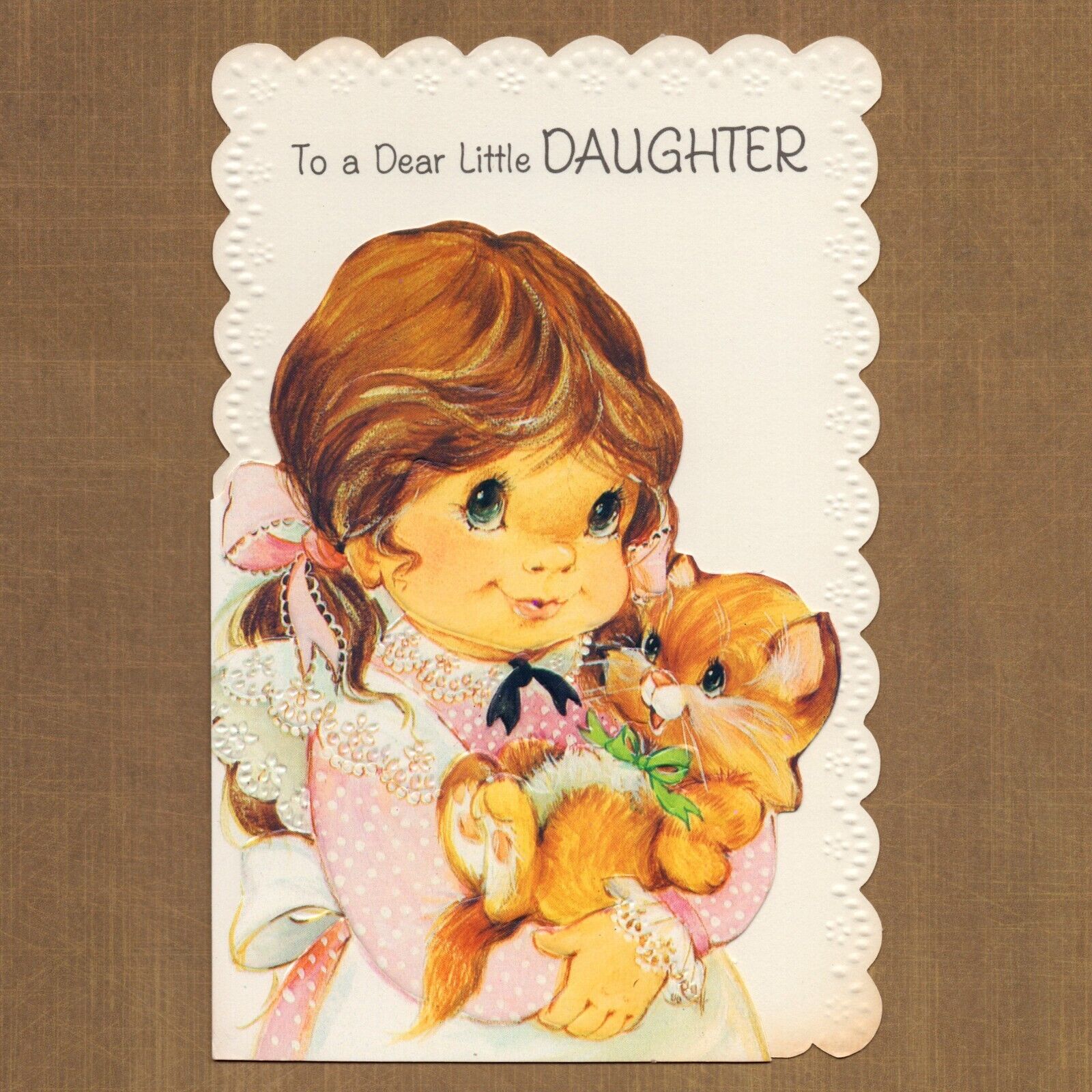 Unused Vintage 1981 AMERICAN GREETINGS BIRTHDAY Card FOR DAUGHTER, Girl Kitten