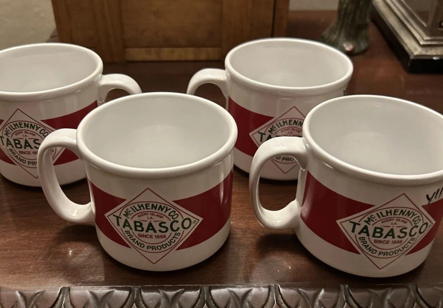 Set Of 4 Tabasco McIlhenny Co Logo 12 oz Coffee Cups Mugs Hot Sauce