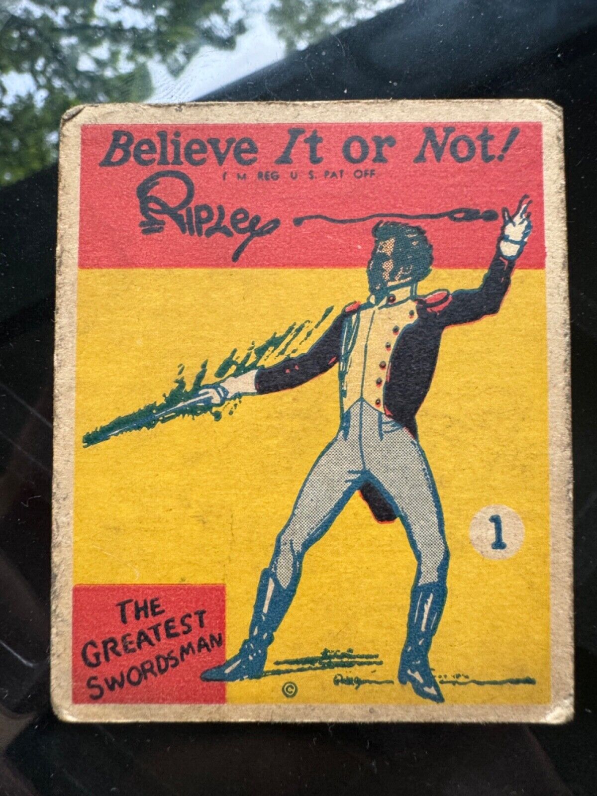 1937 Ripley’s believe it or not RARE card no. 1 The Greatest Swordsman 