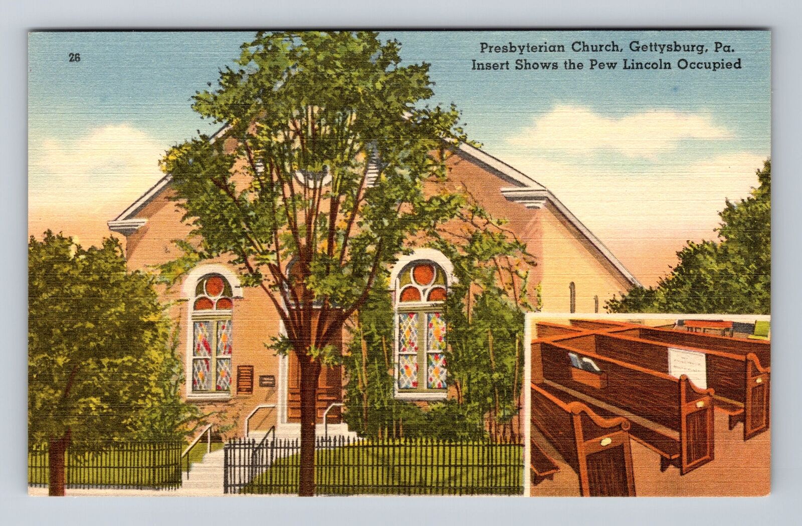 Gettysburg PA-Pennsylvania, Presbyterian Church, Religion, Vintage Postcard