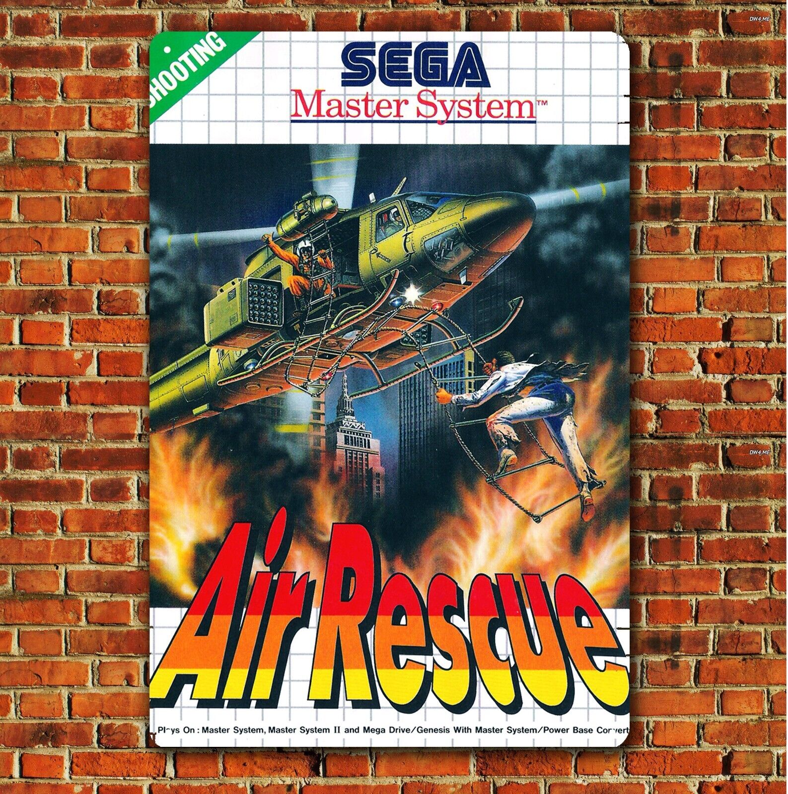 Air Rescue Video Game Metal Poster - Sega Master System Tin Sign (Size 8x12in)