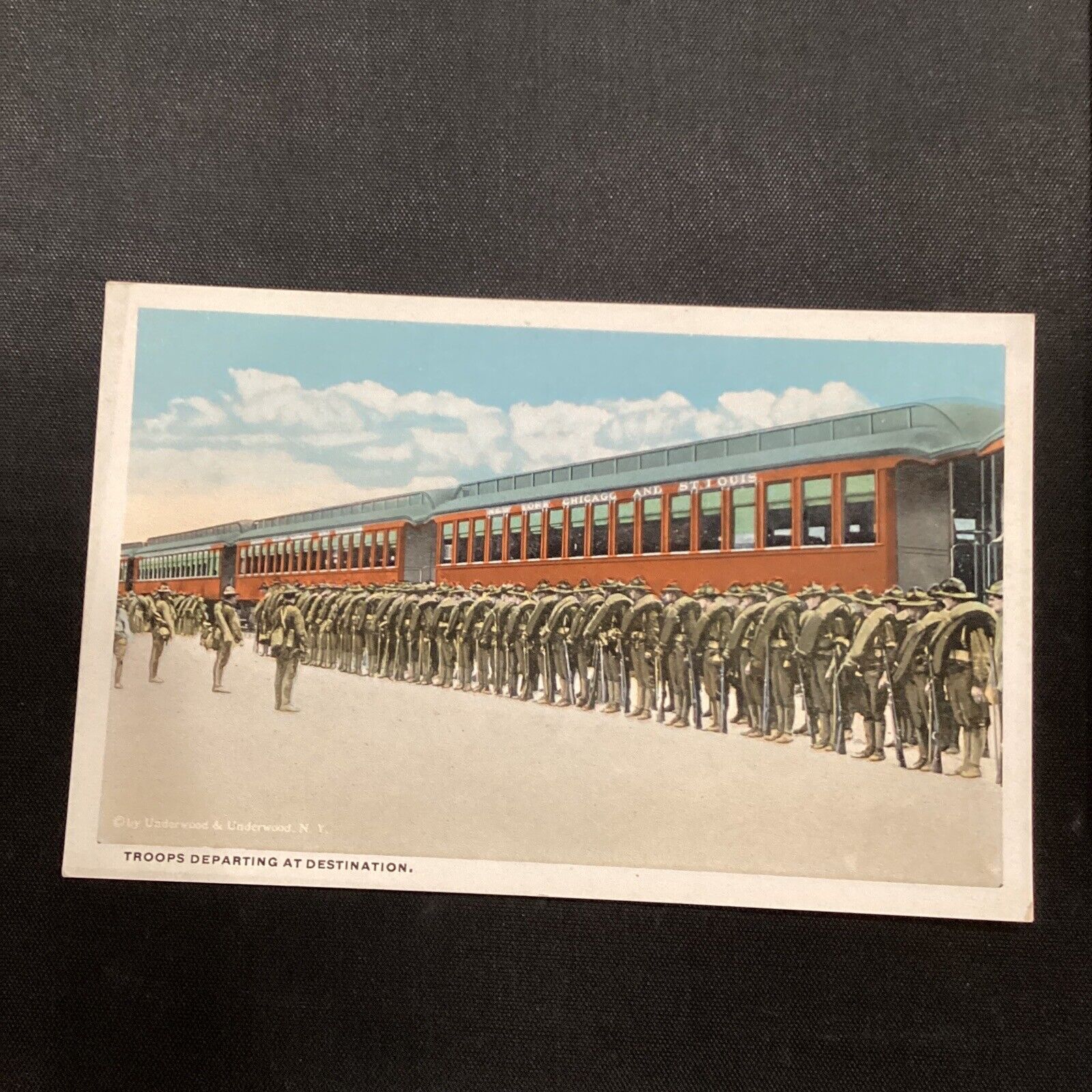 Military Troops Departing At train Destination Vintage Postcard