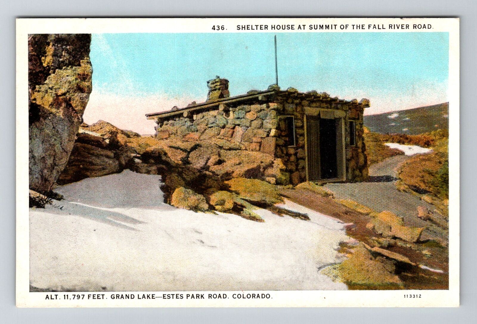 Estes Park, CO-Colorado, Shelter House Fall River Road Summit, Vintage Postcard