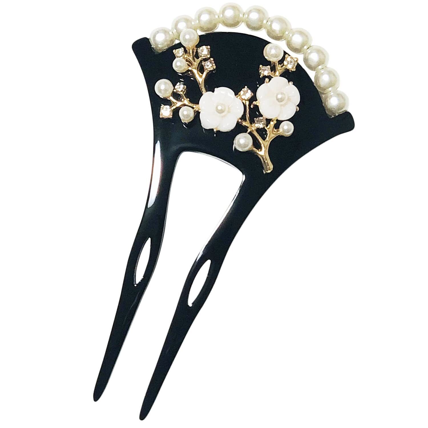 NEW Kanzashi Flower Japanese Hair Ornament Accessory Black Color from Japan
