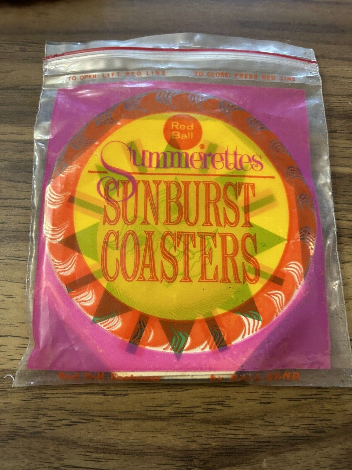 Vintage Summerettes Sunburst Coasters Red Ball Ball-Band Mishawaka WJ