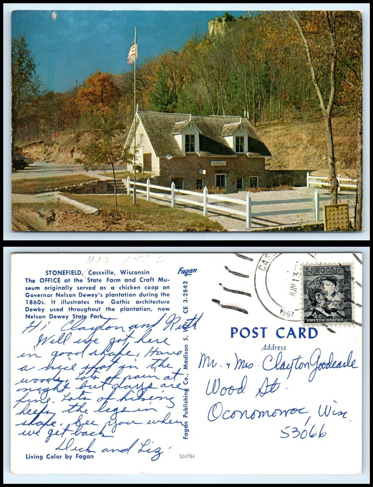 WISCONSIN Postcard - Cassville, Stonefield, Office At Farm & Craft Museum G16