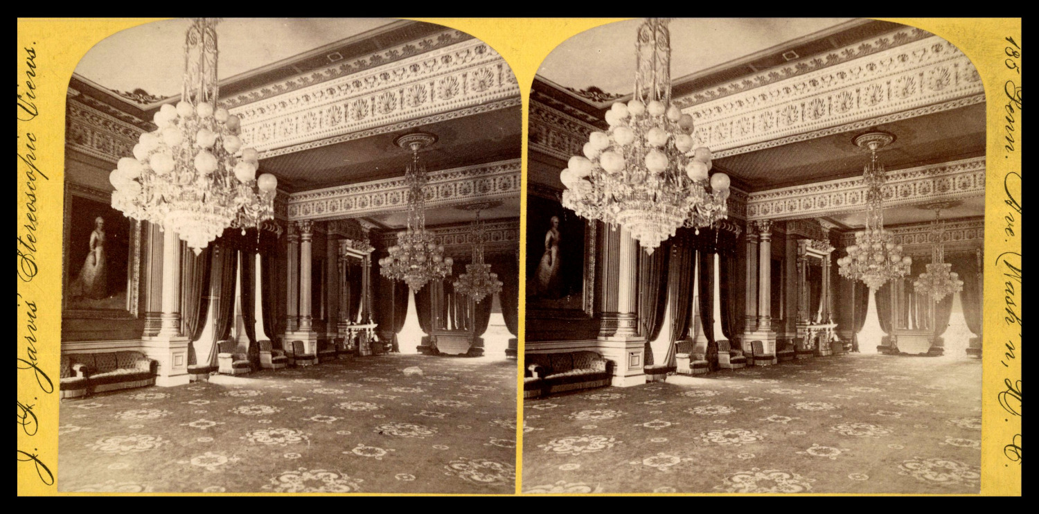 USA, Washington, East Room at the White House, ca.1880, Stereo Vintage Print s