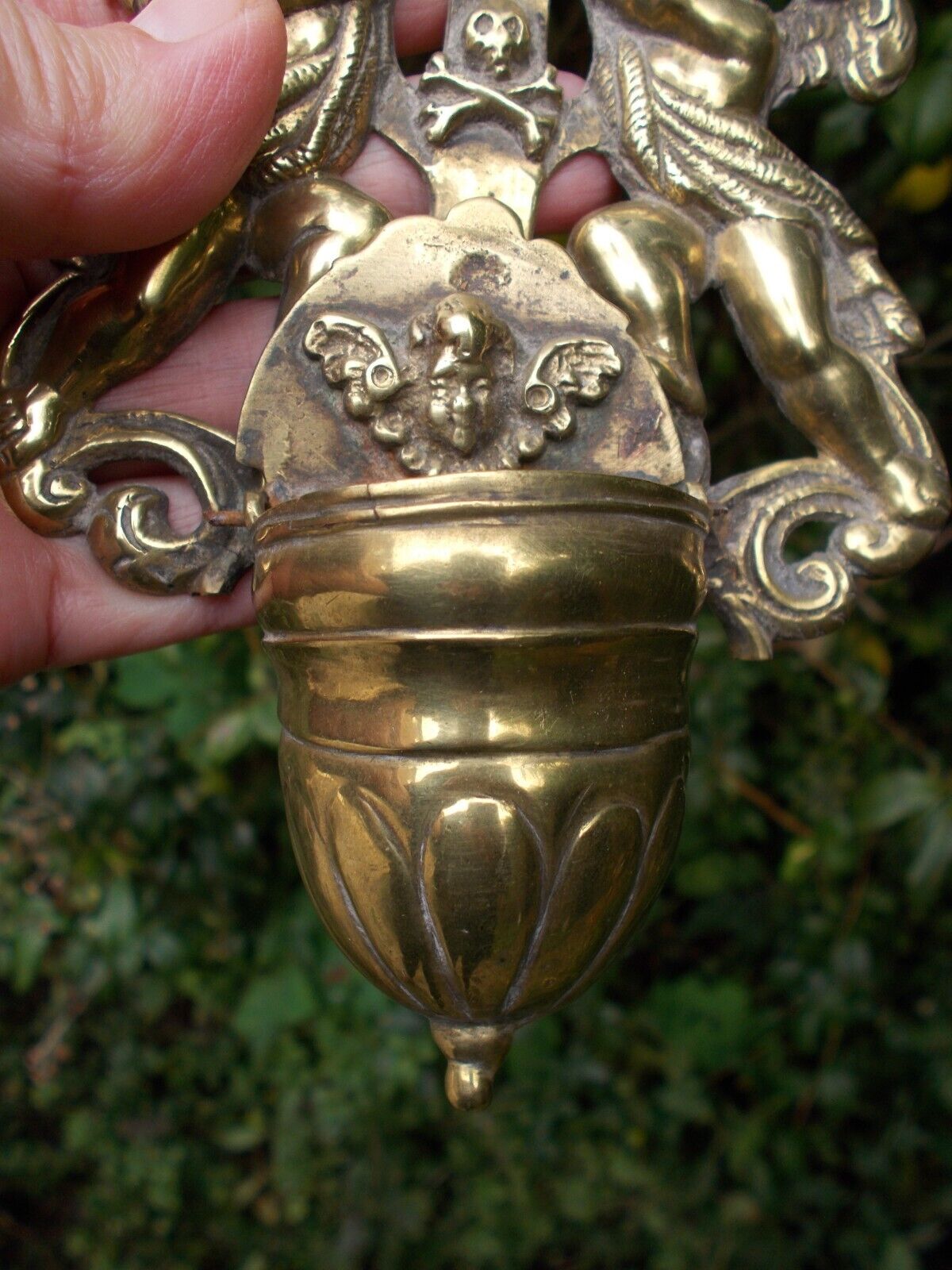 Antique Louis XIV Holy Water Font, Cherubs, Bronze/Brass, 17-18th Century. RARE