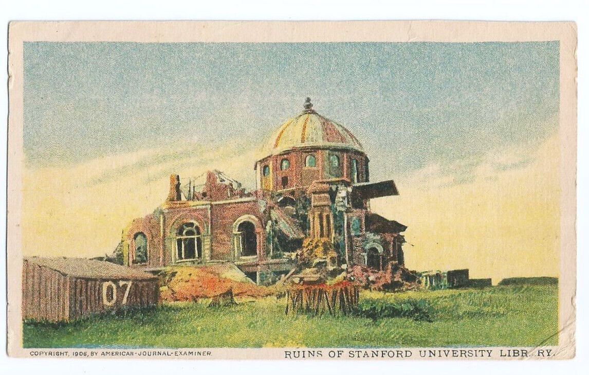 Stanford University California CA Postcard Library after Earthquake c1906