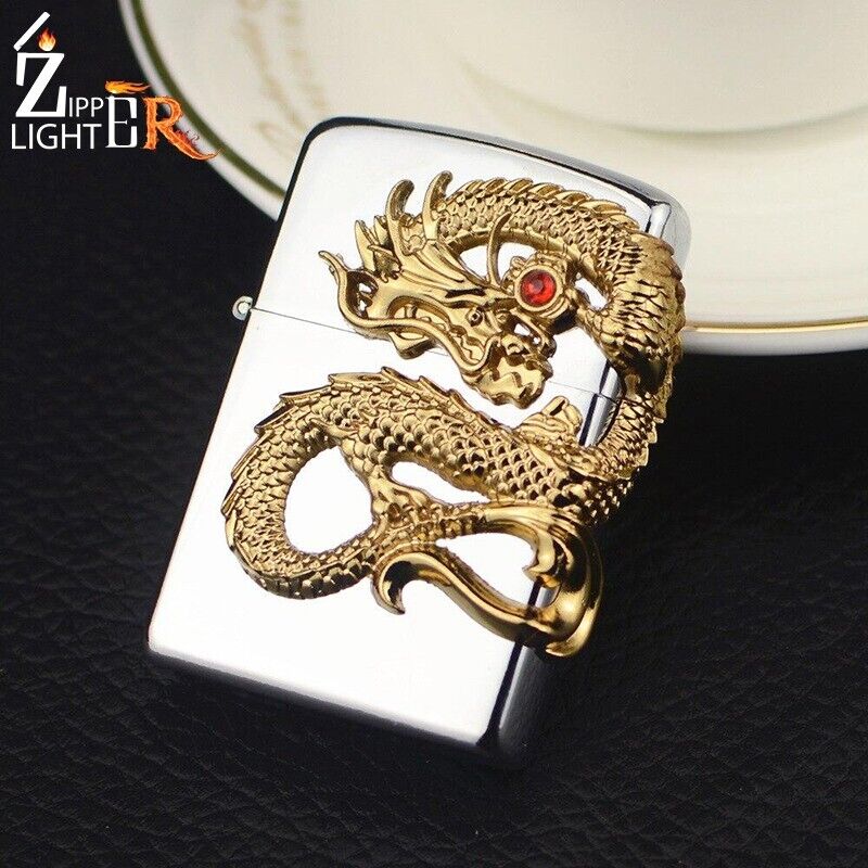 Premium Gold Dragon Lighter Zipp stylish Windproof Torch Cigar Lighter Retro USA