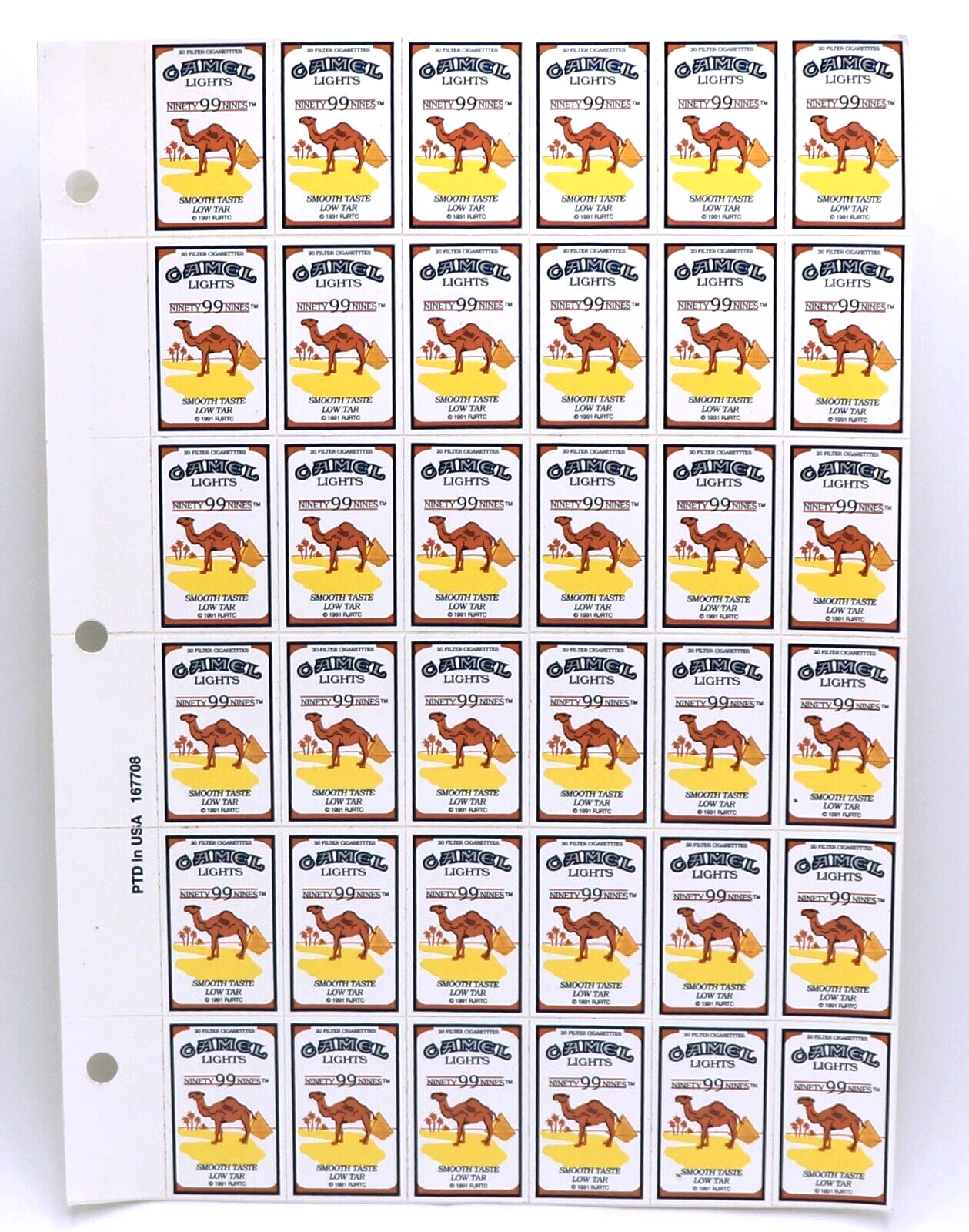 Vintage 1991 Camel Lights - Ninety 99 Nines - Excellent Condition  36 Stickers