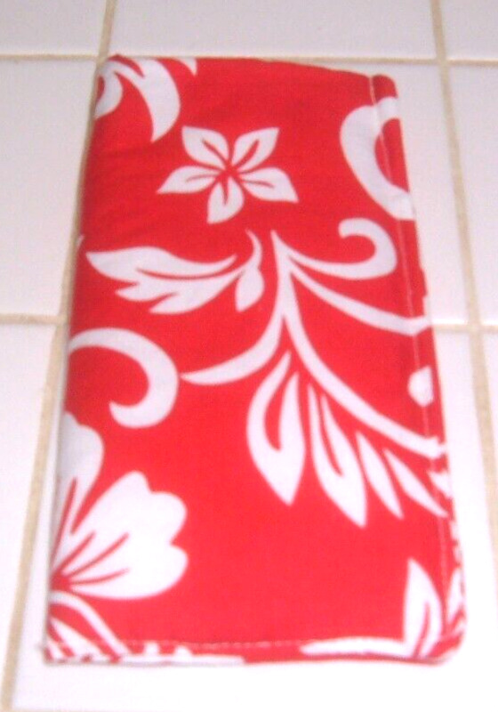 KAUAI MADE RED HIBISCUS FABRIC PADDED EYEGLASSES/SUNGLASSES CASE POUCH HOLDER #2