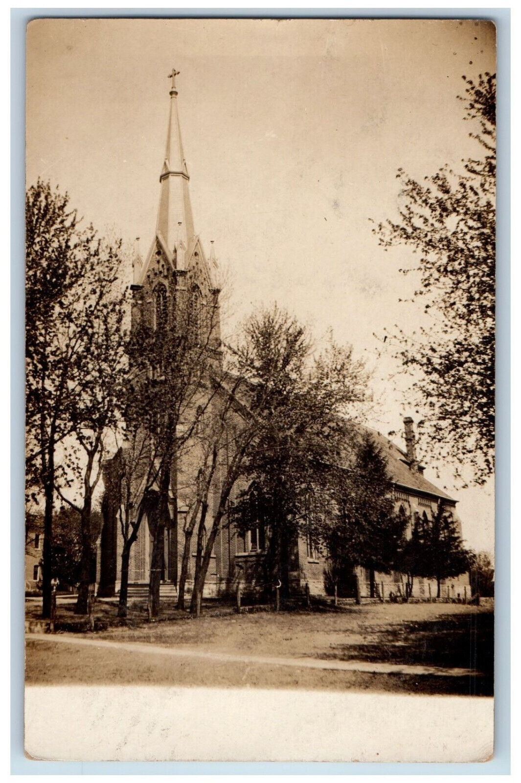 Washburn Iowa IA Postcard Scene Near Church Building 1907 Posted RPPC Photo