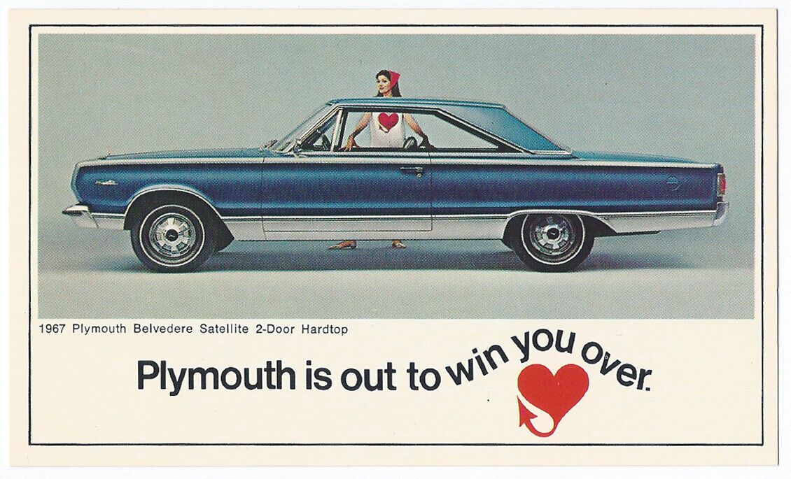 1967 Plymouth BELVEDERE SATELLITE 2-Door Hardtop Dealer Promotional Postcard VG+