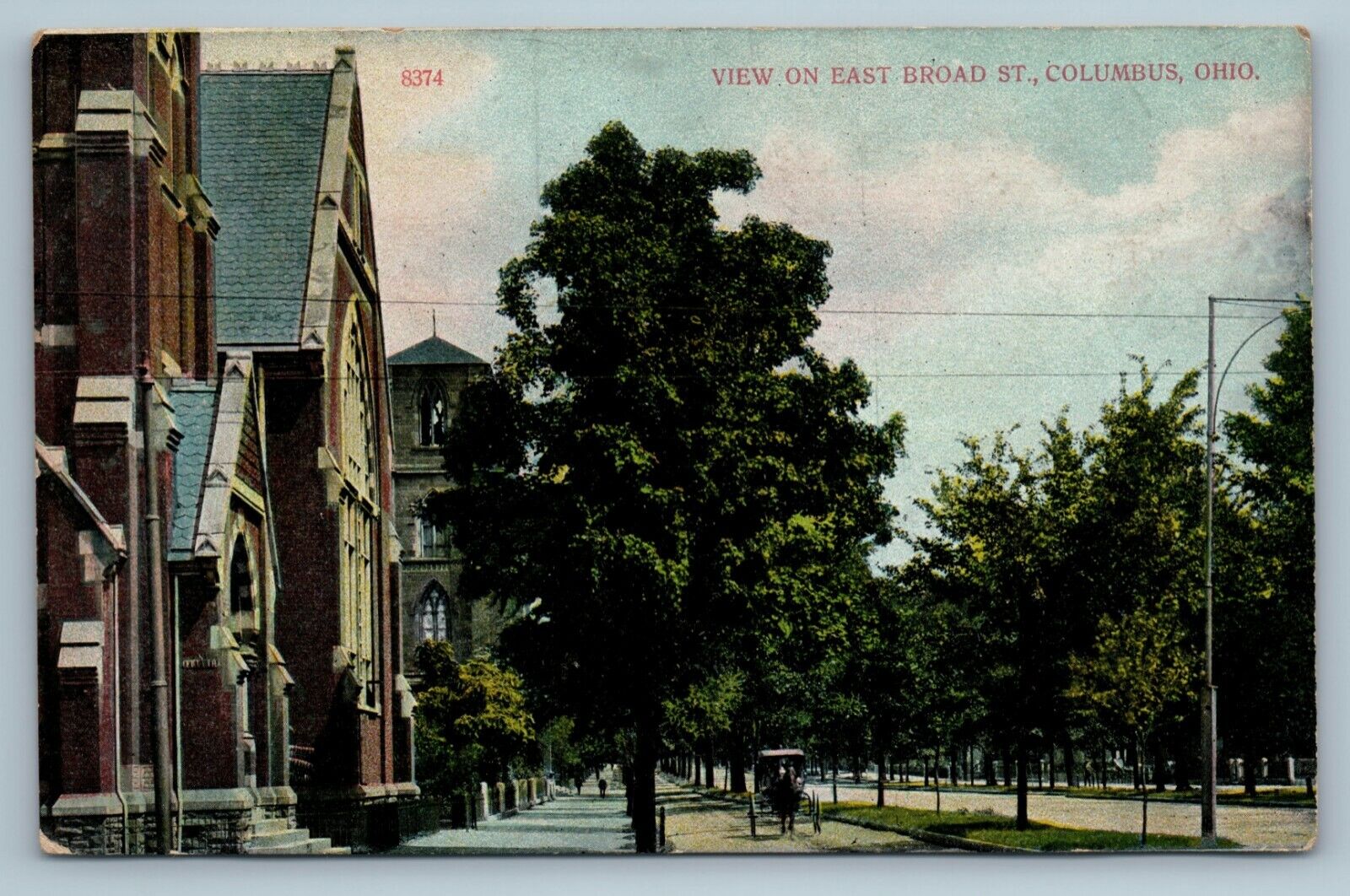 View On East Broad St Columbus Ohio Antique RPPC Penny Postcard Early 1900s