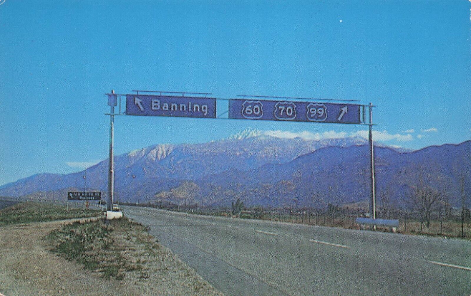Banning CA California Hwy 60 Desert San Gorgonio Mountain Pass Vtg Postcard E35