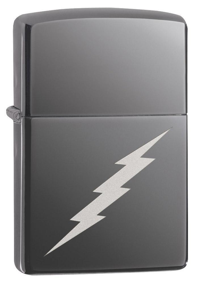 Zippo Windproof Black Ice Lighter With Lightening Bolt Design, 29734, New In Box