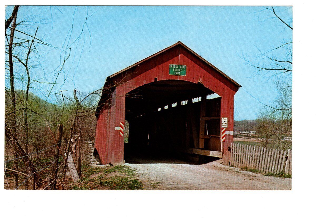 Vintage Putnam County Indiana Hillis Covered Bridge Unposted Postcard #439