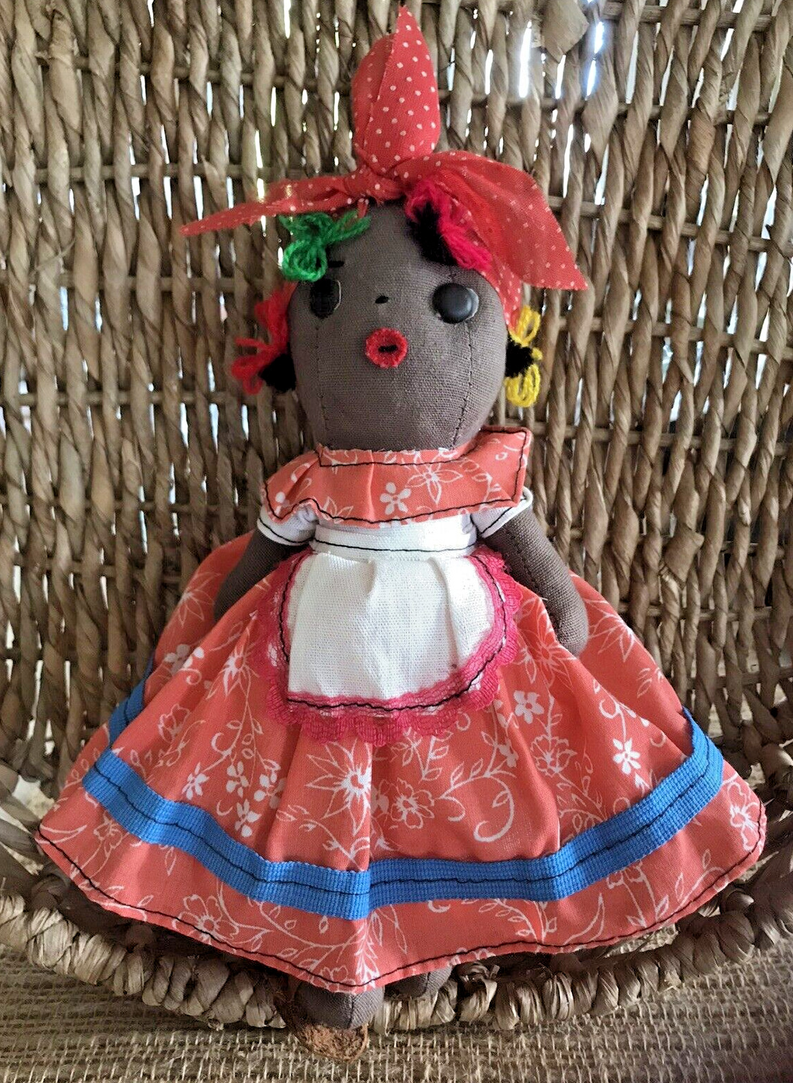 Ethnic African Jamaican Caribbean Handmade Cloth Rag Doll Folk Art 9