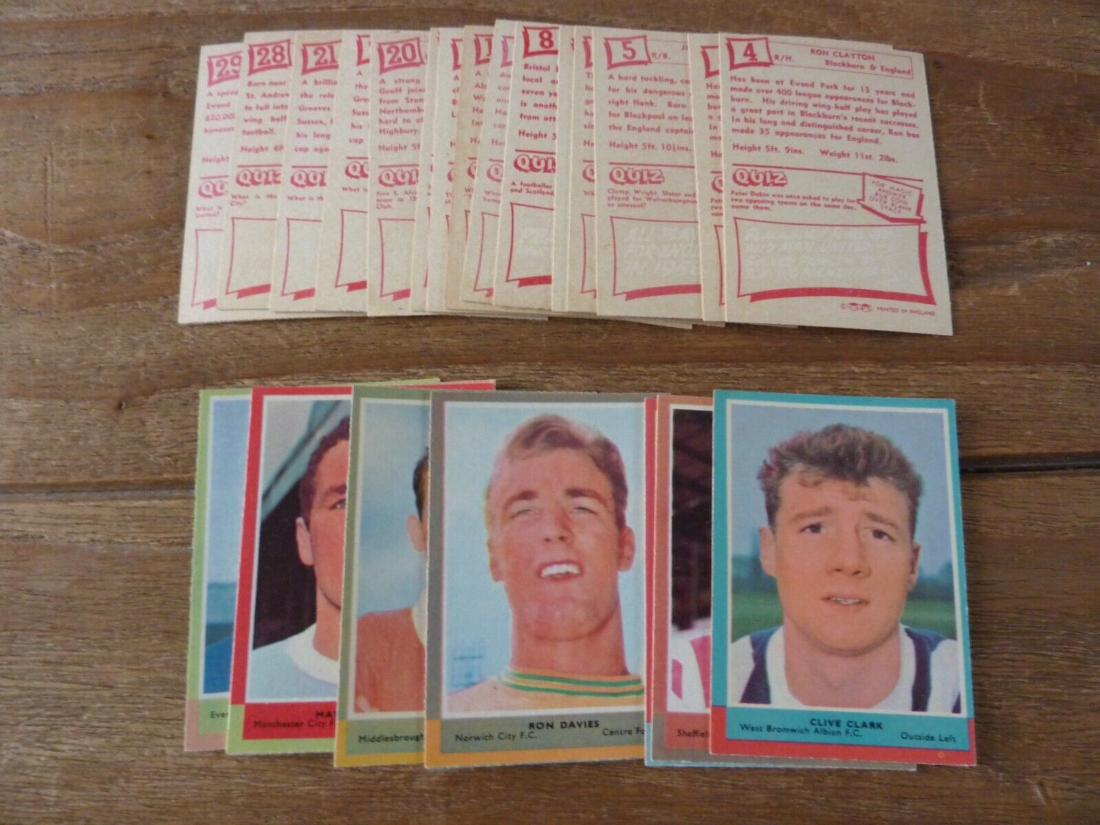 A&BC Football 1964 Red Back Quiz Cards - Series 1 - Near MINT Pick Your Cards