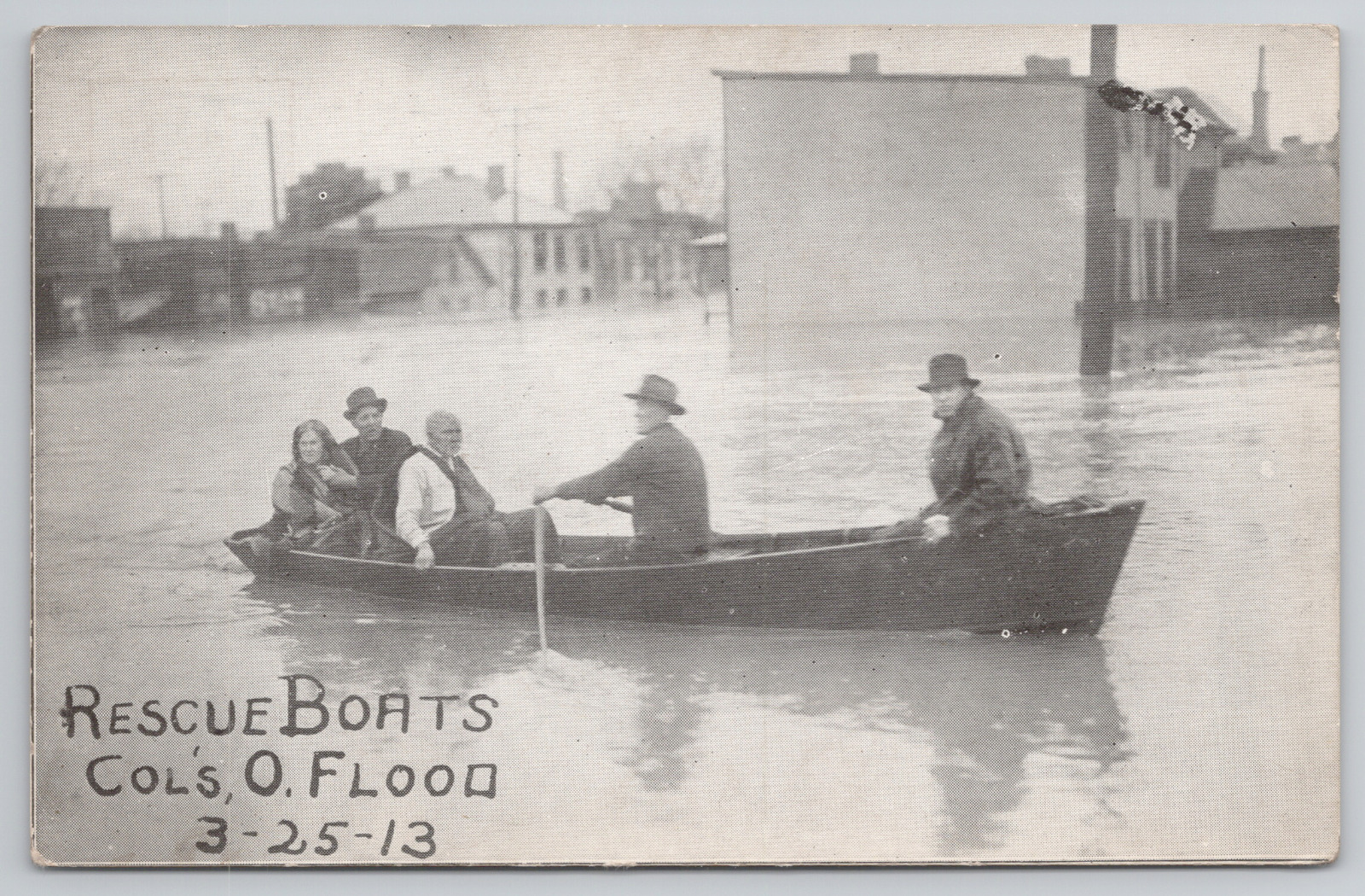 Great Flood of 1913 Rescue Boats Dayton Ohio Antique Postcard - Unposted