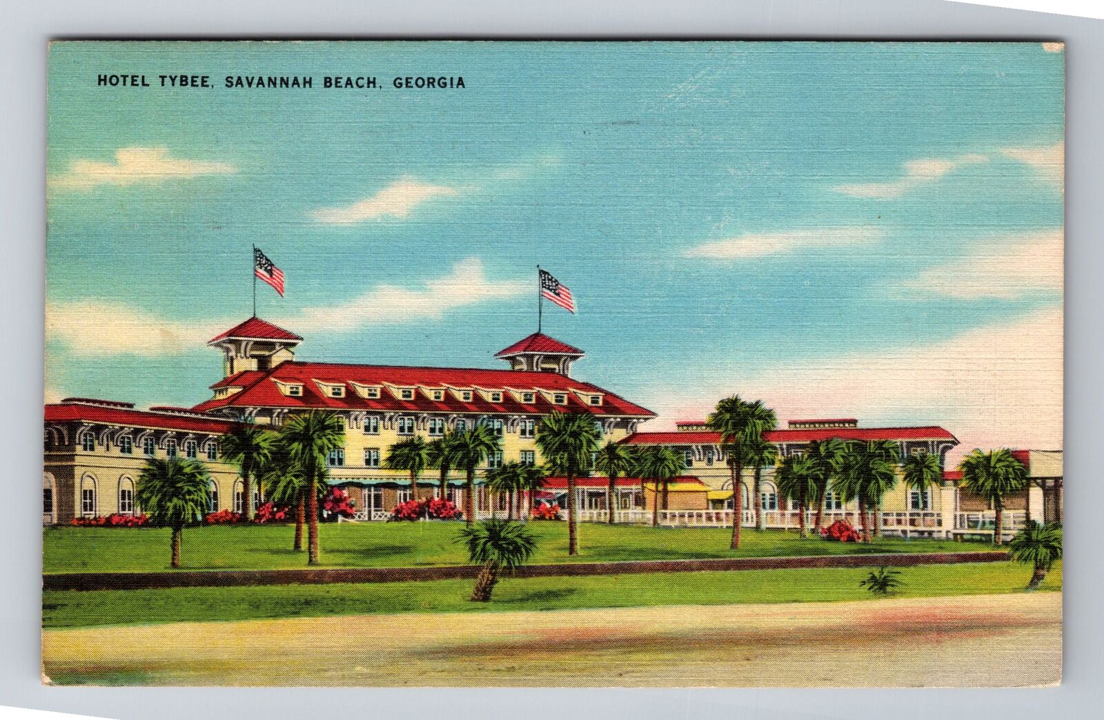Savannah Beach GA-Georgia, Hotel Tybee, Advertising, Vintage c1954 Postcard