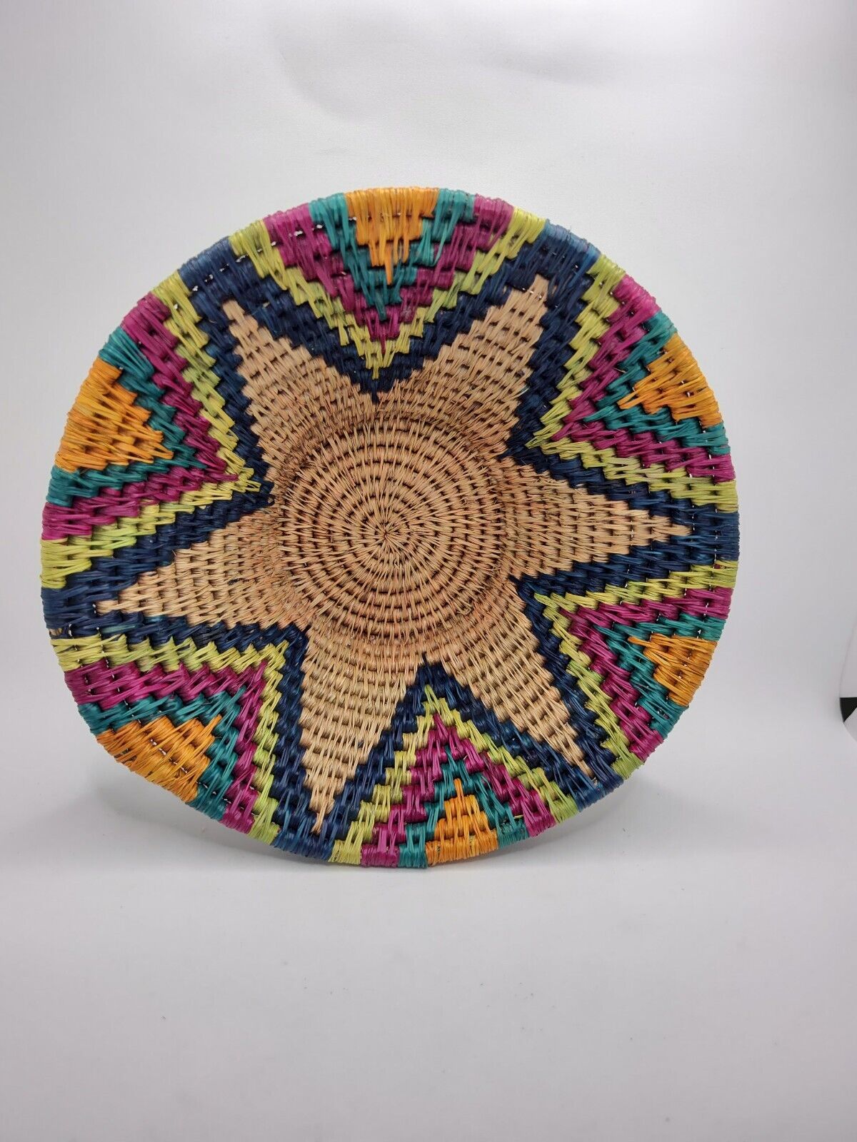 Woven Coiled Multi Colors Basket Bowl Southwestern Style
